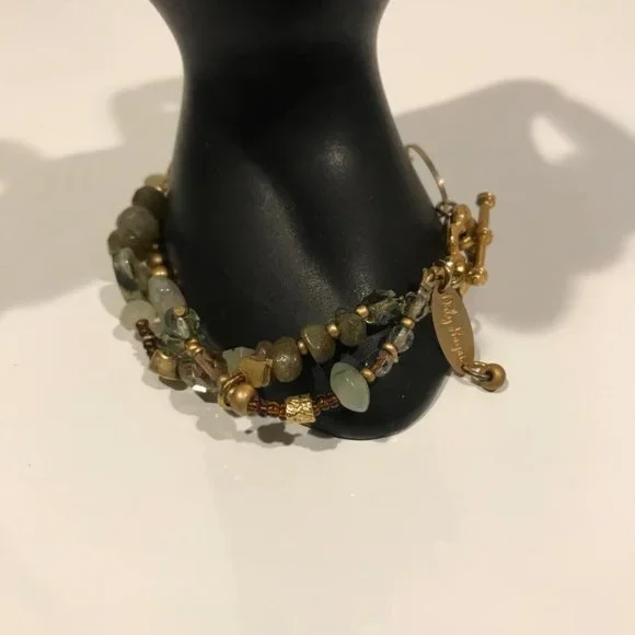 Orly Hagai Antique Gold-Tone Semi Precious Stone Bead Bracelet - Picture 10 of 11